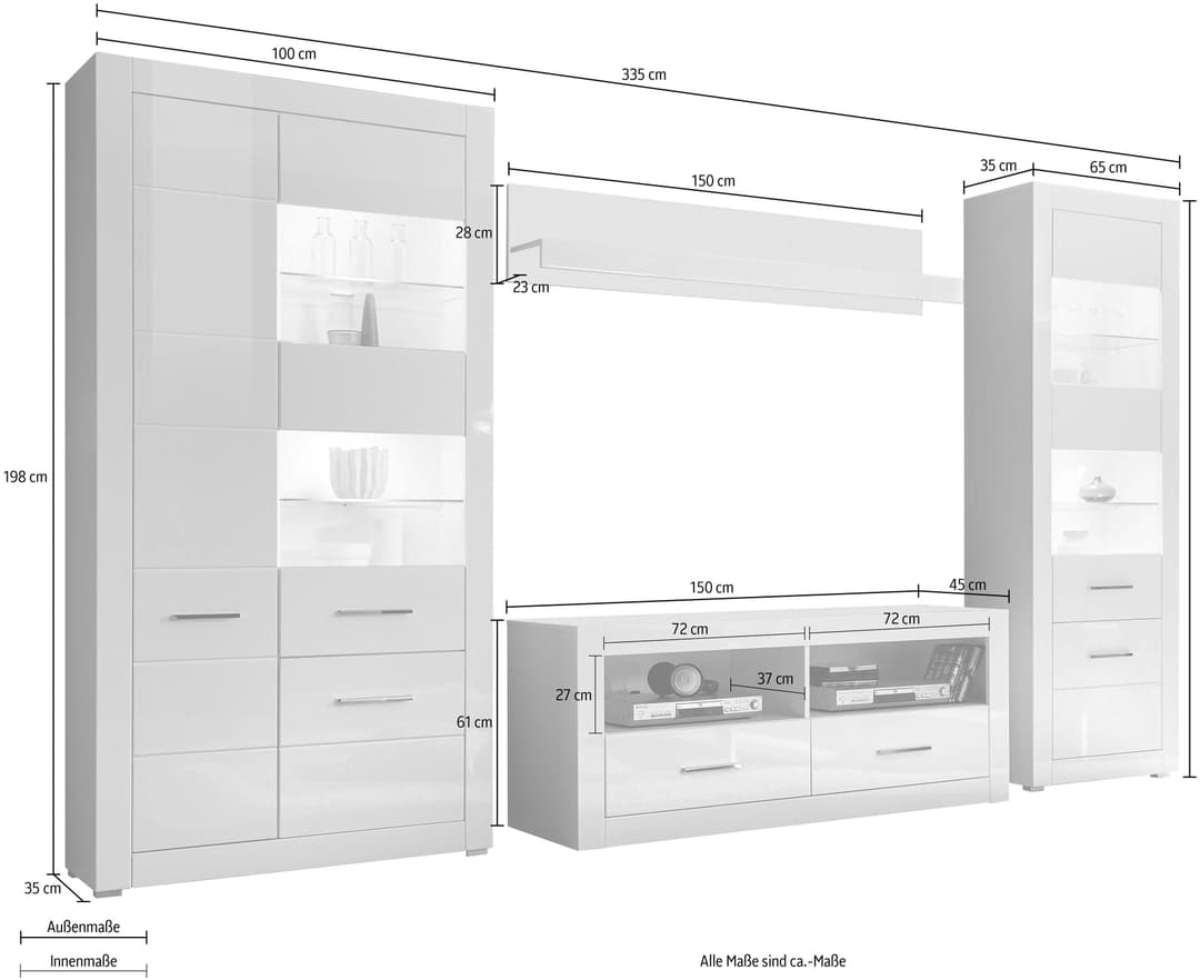 Home affaire Wohnwand BIANCO | Weiß