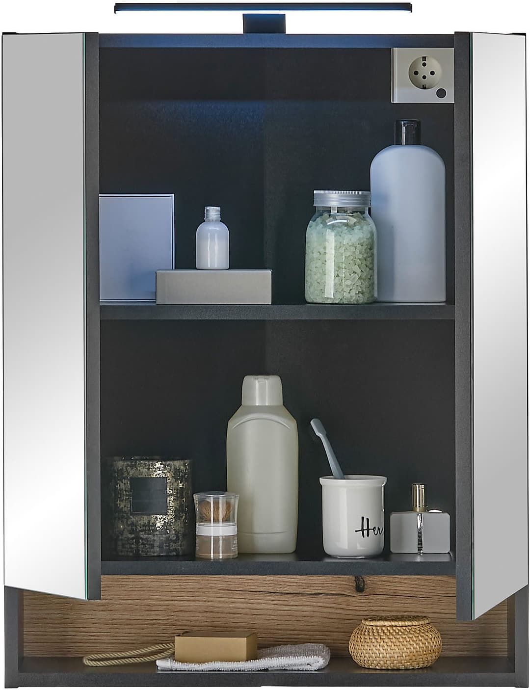BASIC by Balculina Spiegelschrank Denver | Schwarz