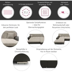 DOMO collection Wohnlandschaft Treviso | Schwarz