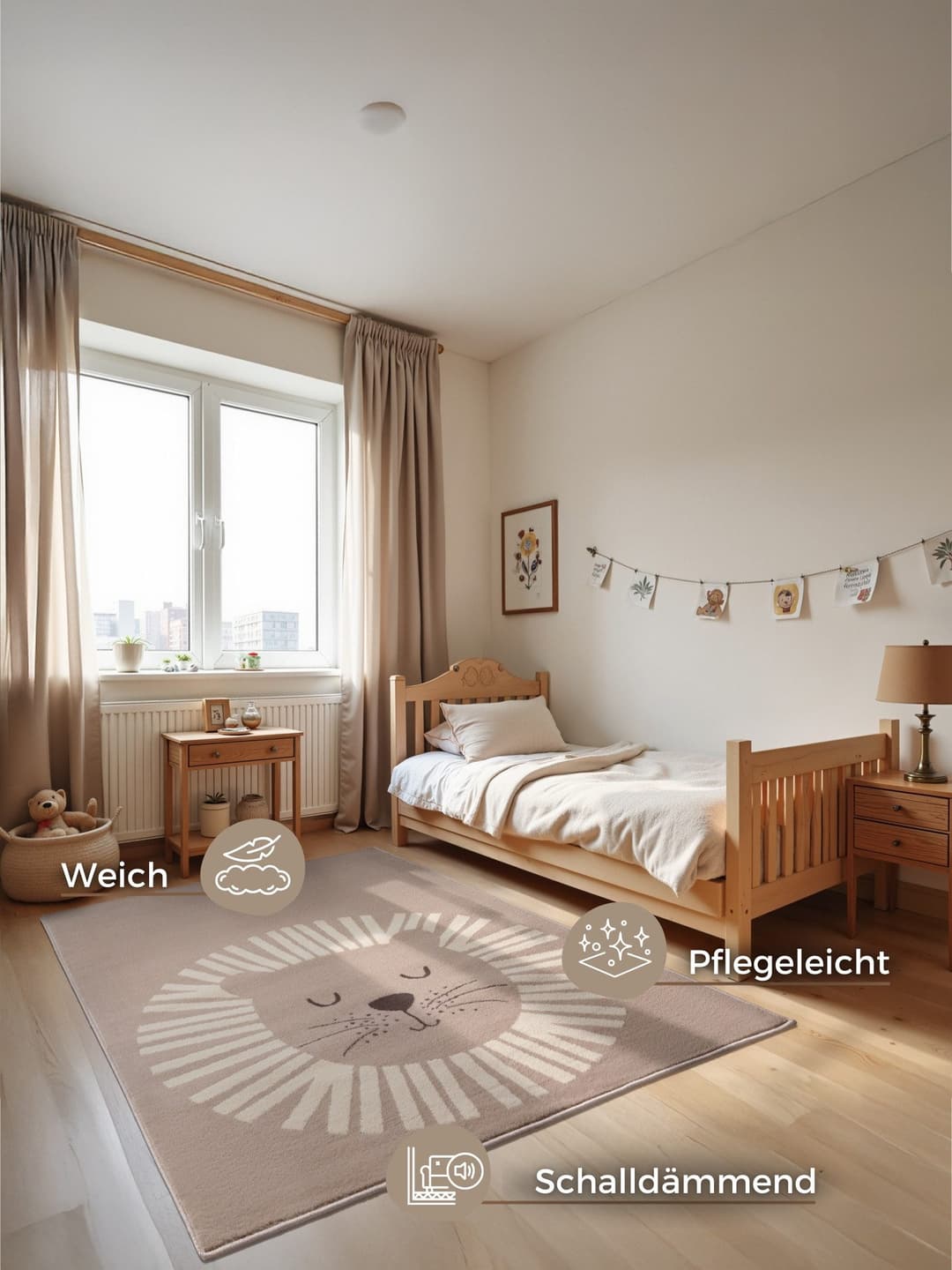 HANSE Home Kinderteppich Happy Lion | Beige