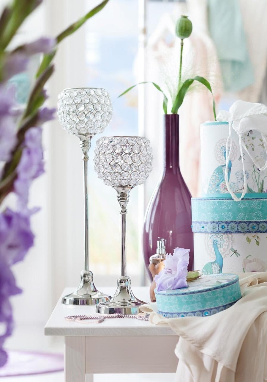 Home affaire Teelichthalter Kristall | Silber