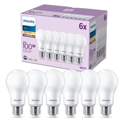 Philips LED-Leuchtmittel 100W Non-Dim, E27, 6 St., Warmweiß | Weiß