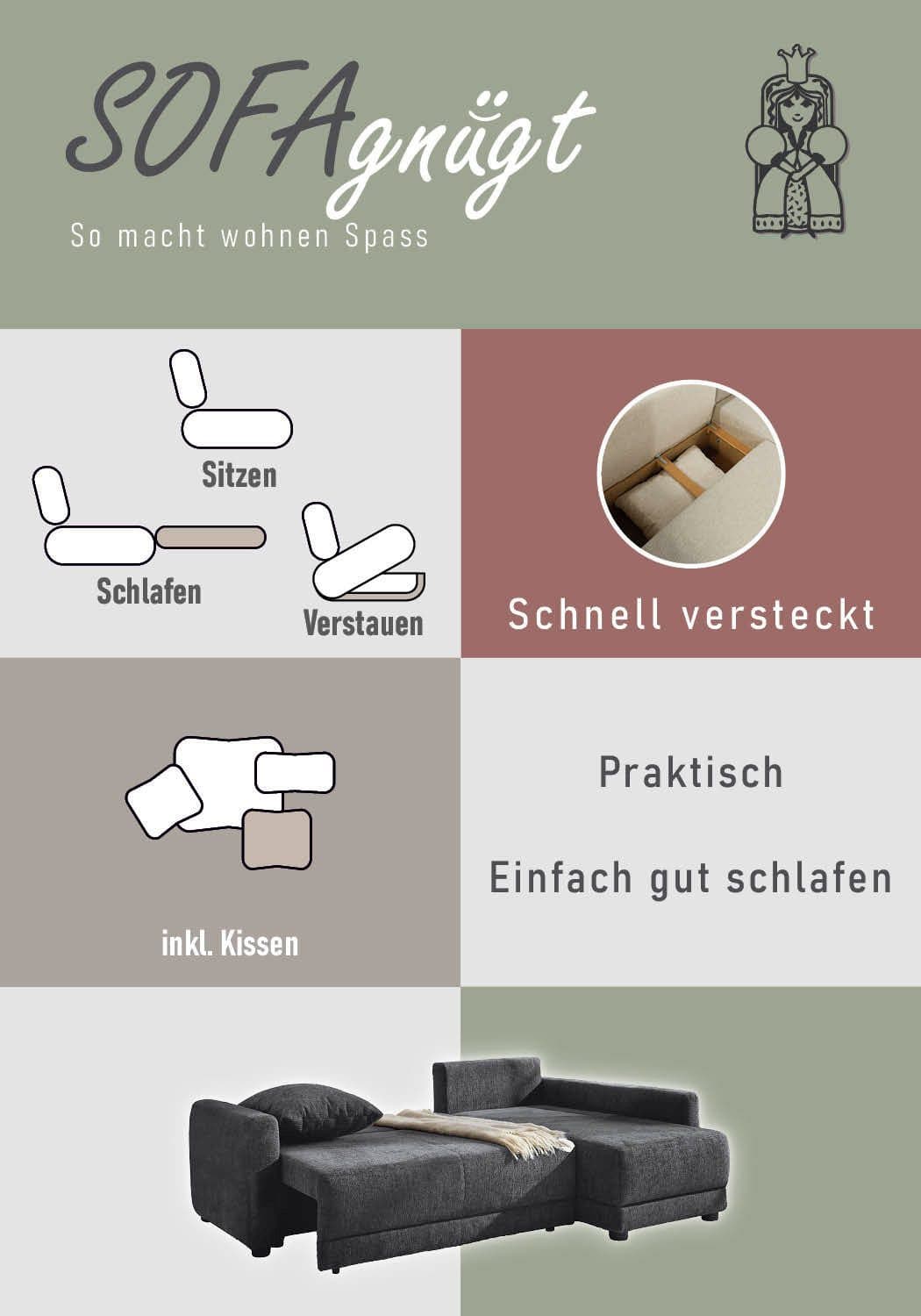 Jockenhöfer Gruppe Ecksofa Venezia L-Form | Grau