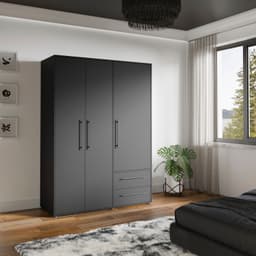 FORTE Kleiderschrank Mokkaris | Schwarz