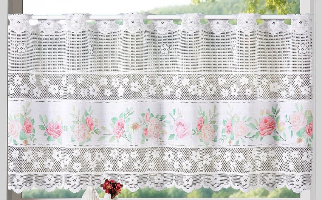 Weckbrodt Scheibengardine Rosen | Mehrfarbig