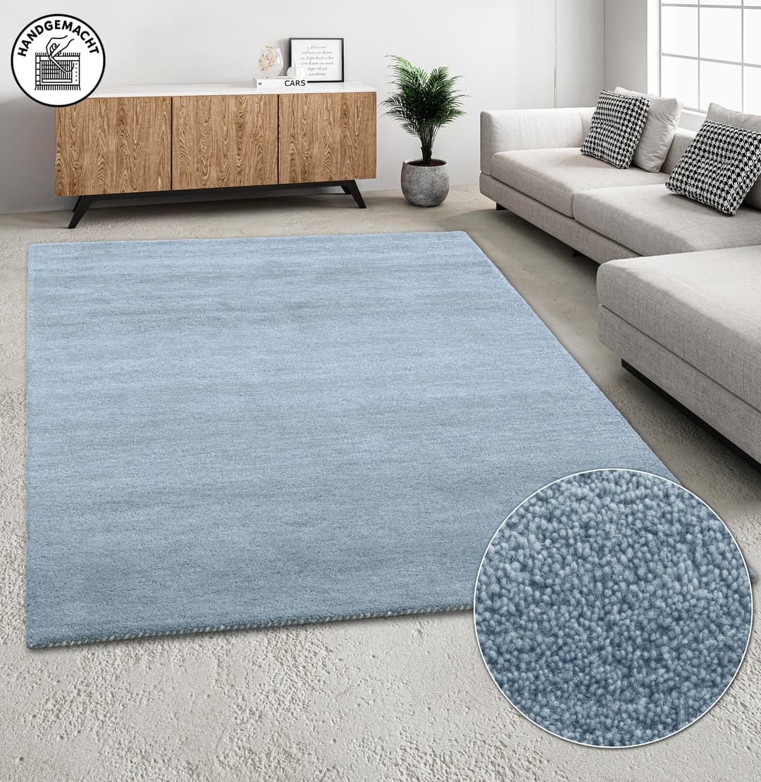 THEKO Gabbeh Uni Wollteppich | Blau