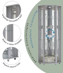 fif möbel Eckvitrine TRIO | Grau