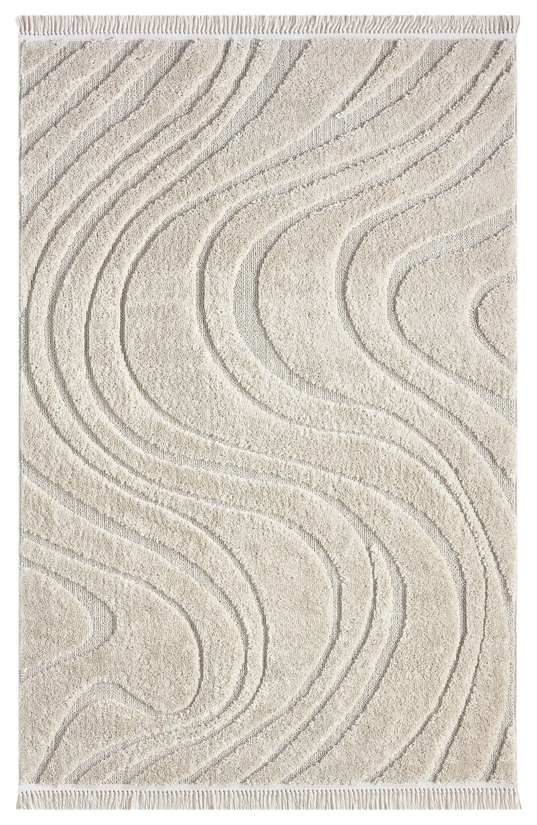 homsy by Ana Johnson Teppich Waavy mit Fransen | Beige