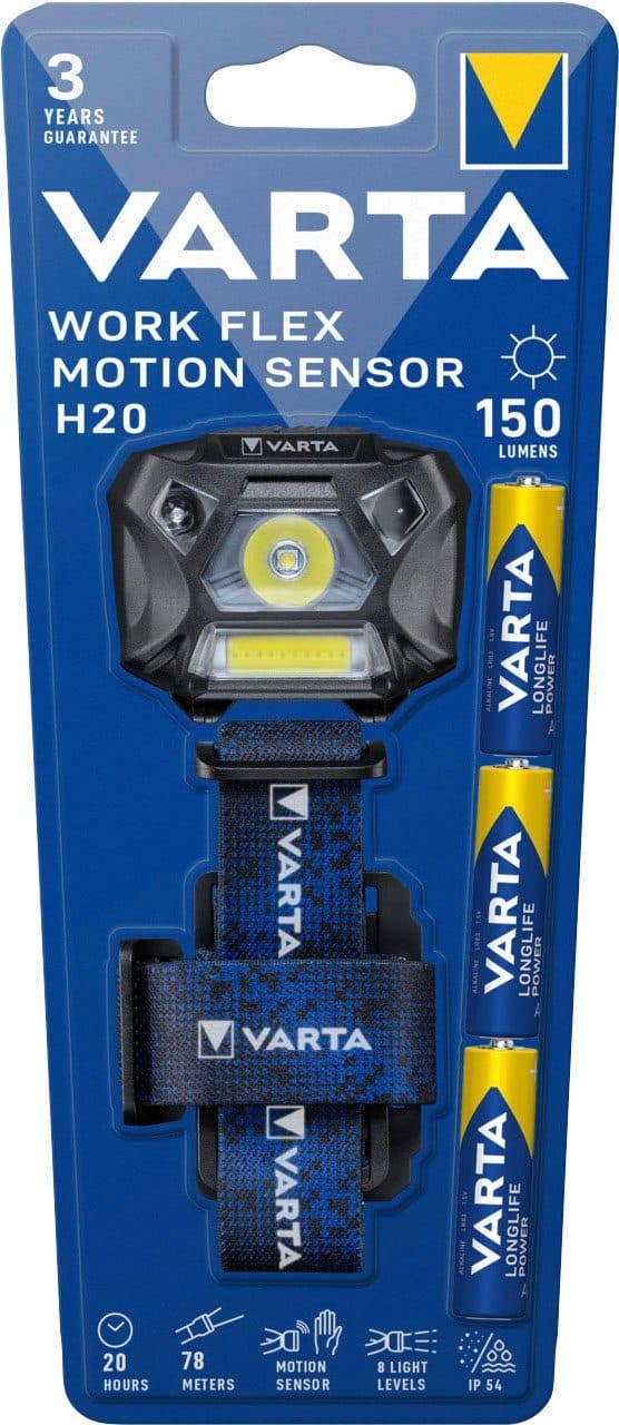 VARTA Work Flex Motion Sensor H20 Stirnlampe | Schwarz