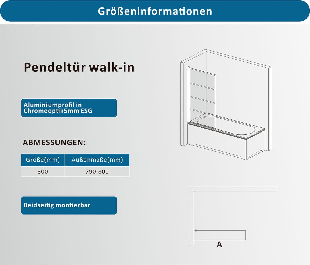welltime Badewannenaufsatz | Schwarz