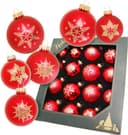 Krebs Glas Lauscha Weihnachtsbaumkugel Schneeflocke rot (16 St) | Rot