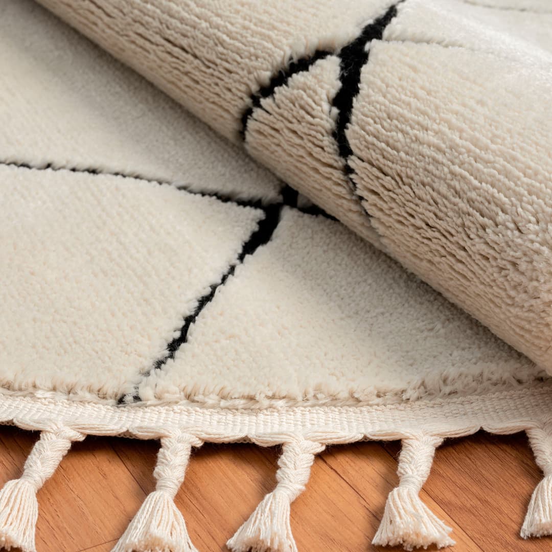 Myflair Möbel & Accessoires Hochflor-Teppich Moroccan Square | Weiß