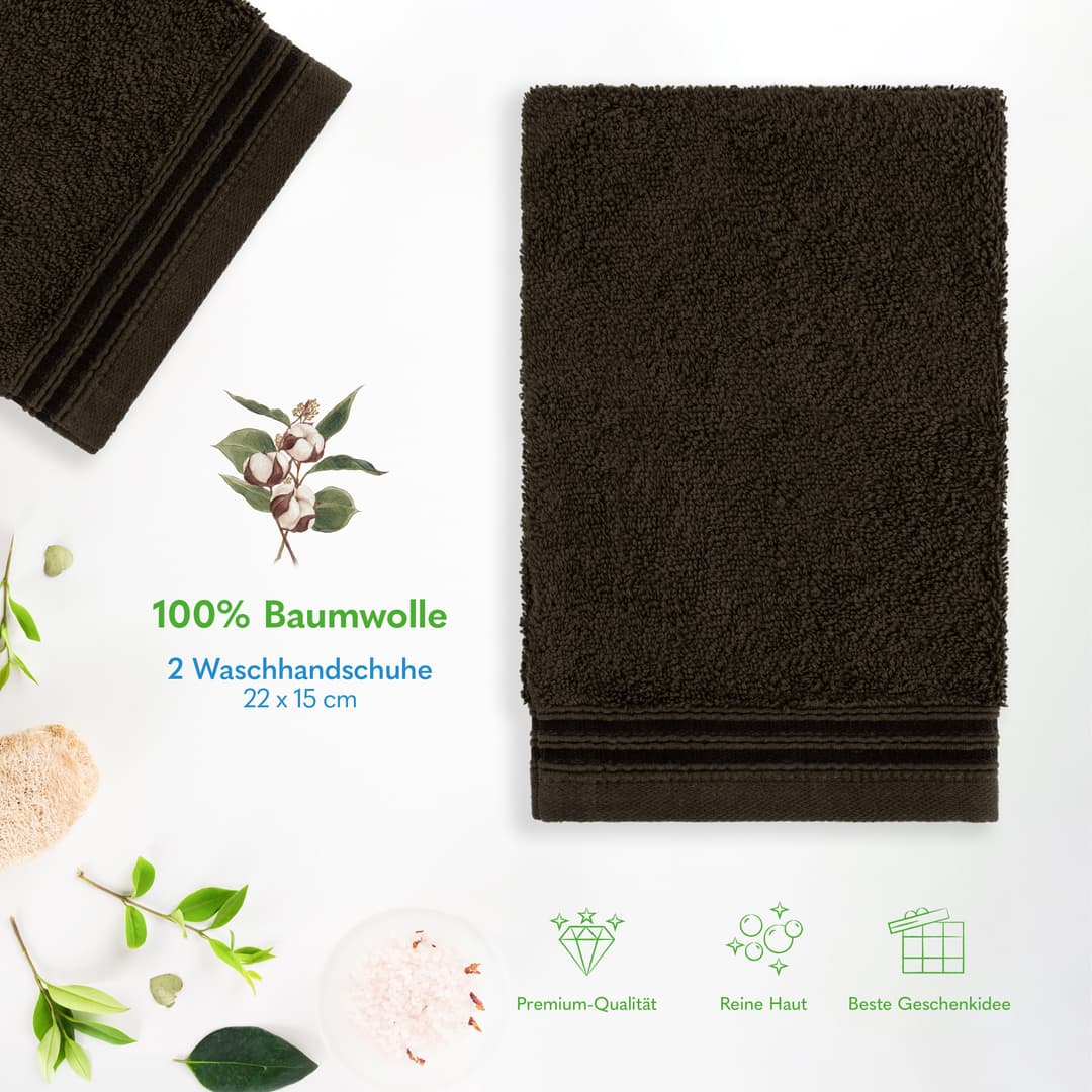 HAMMETEX Waschlappen 2er-Set | Braun