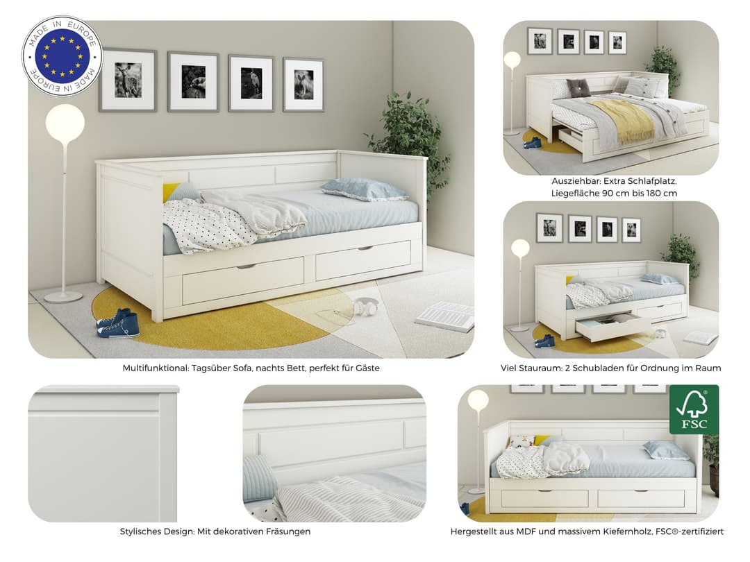 OTTO home Daybed Leorben | Weiß