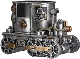 GILDE Übertopf Lokomotive Steampunk Engine planter | Silber