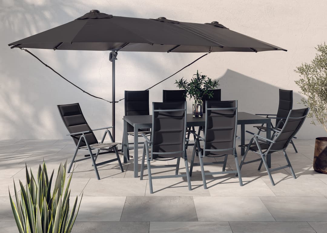 KONIFERA Ampelschirm Elba Twin | Grau