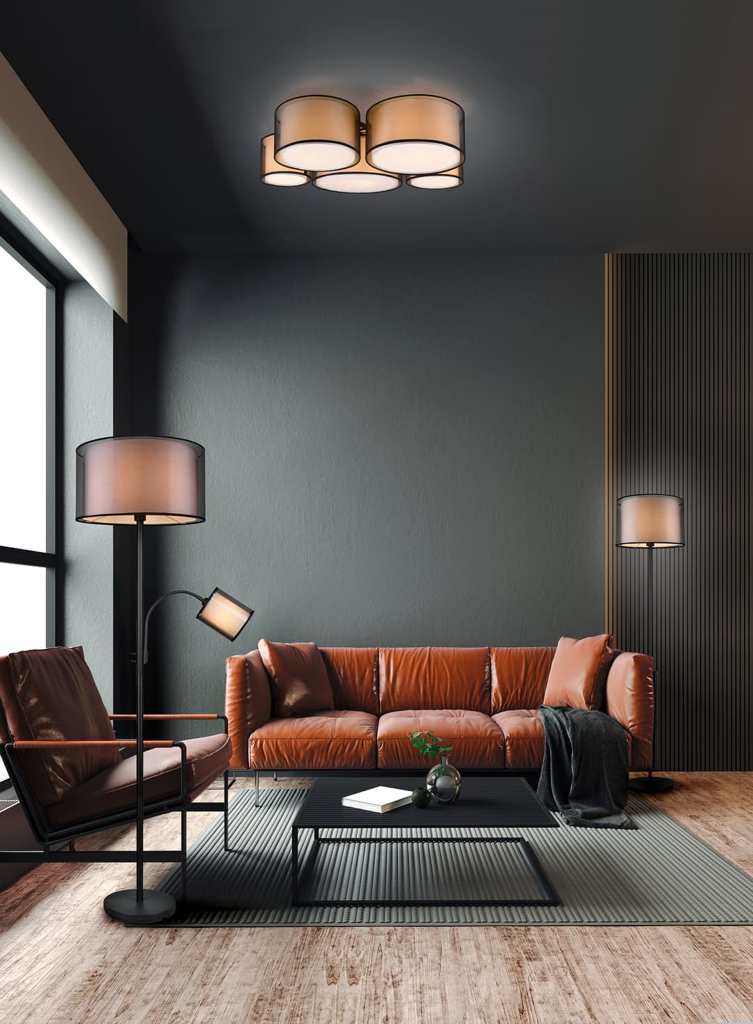 TRIO Leuchten Stehlampe BURTON | Schwarz