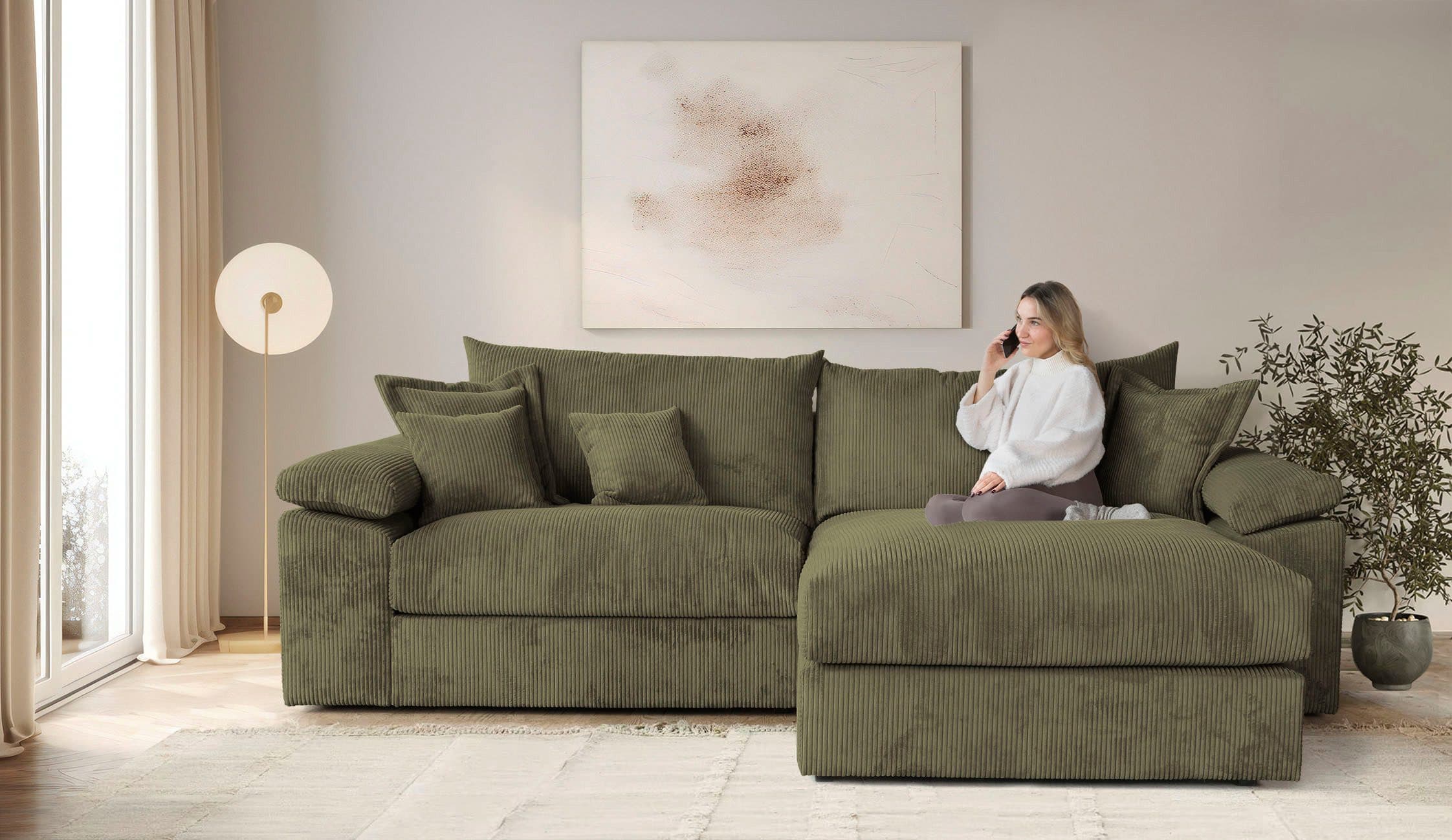 Home affaire Ecksofa Soft&Cosy XXL L-Form | Grün