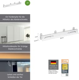 rauch Schwebetürselbsteinzug Soft-Close Zubehör Kleiderschrank | Grau