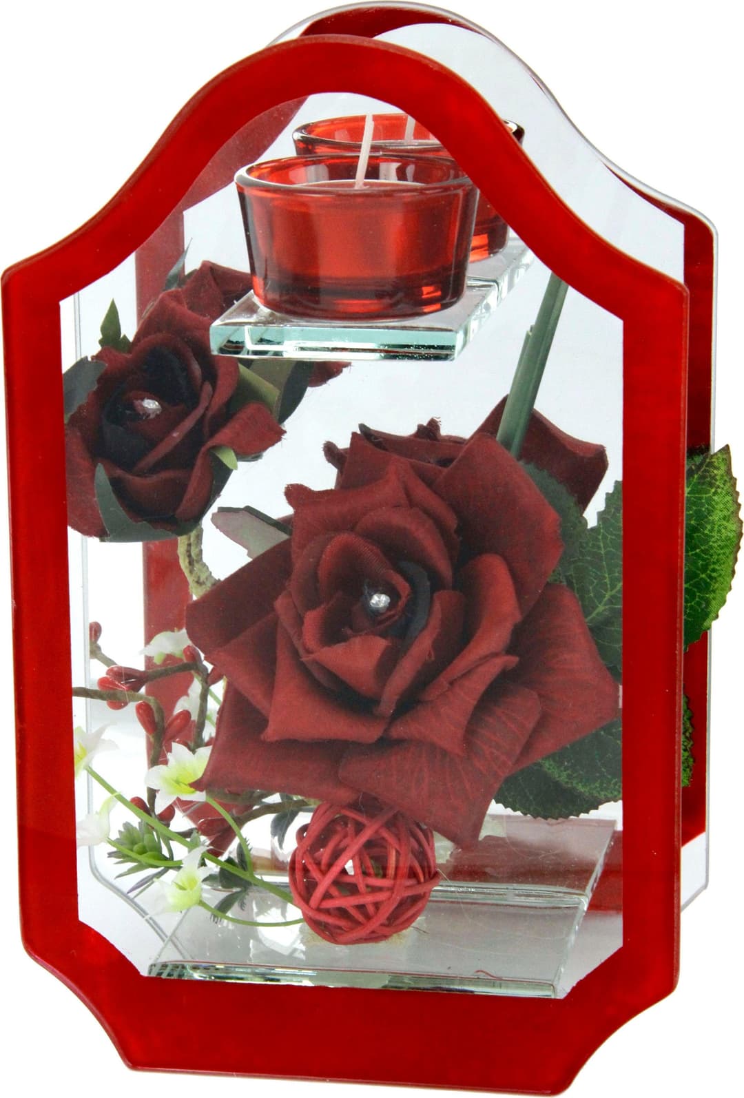 Kunstblume Rose im Glas | Rot