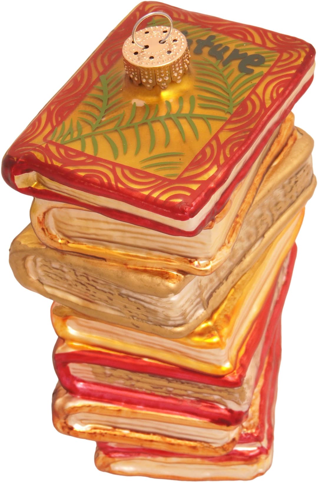 Krebs Glas Lauscha Christbaumschmuck Antiker Bücherstapel | Braun