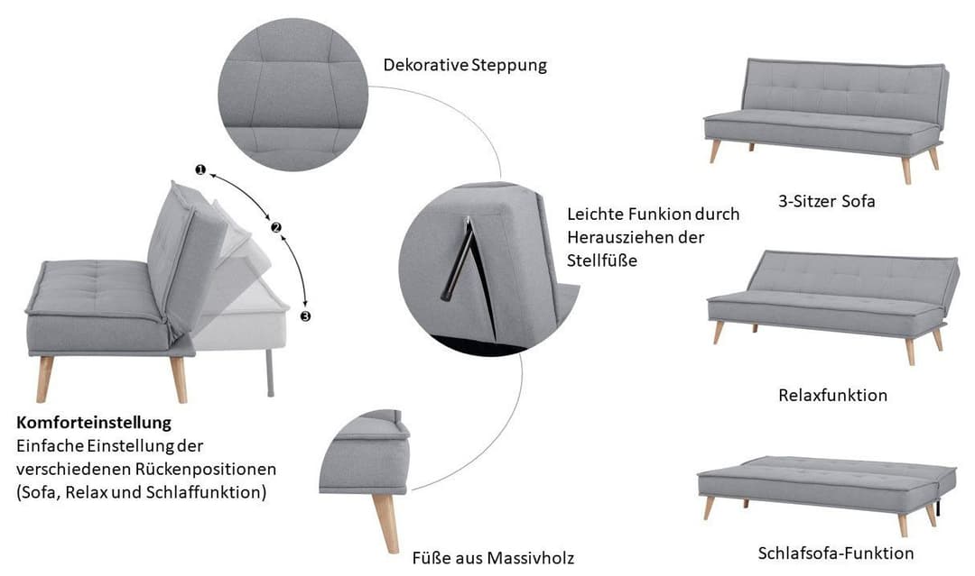 INOSIGN Schlafsofa MENDOTA | Grau