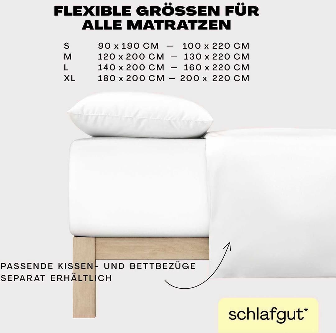 Schlafgut Spannbettlaken EASY Jersey Elasthan Boxspring | Weiß