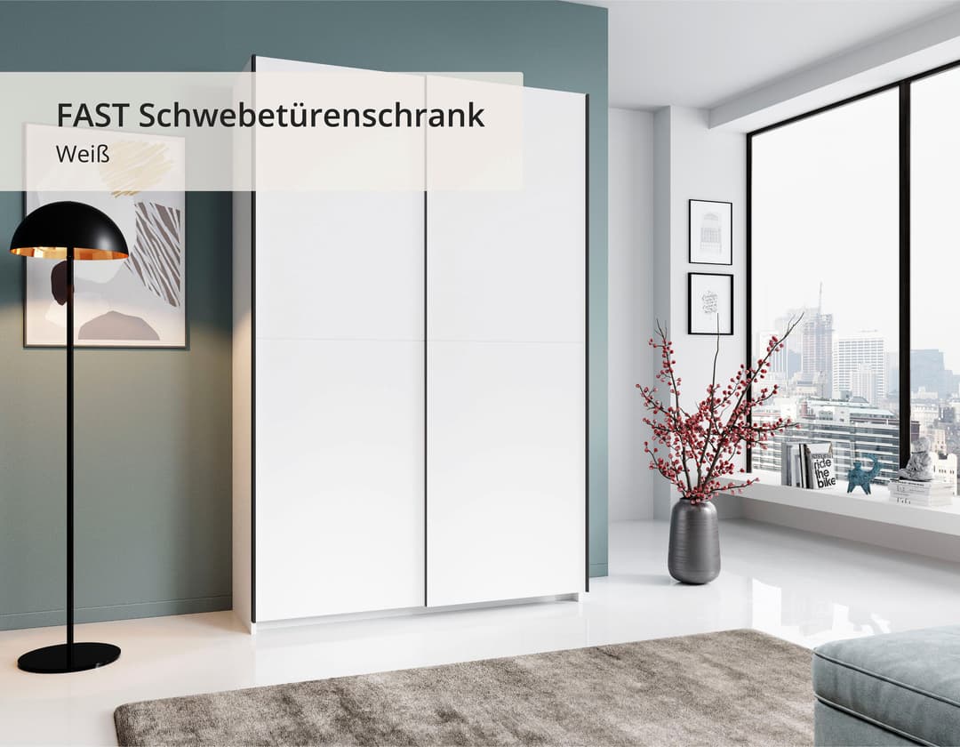 Schwebetürenschrank Heimo/Fast | Weiß