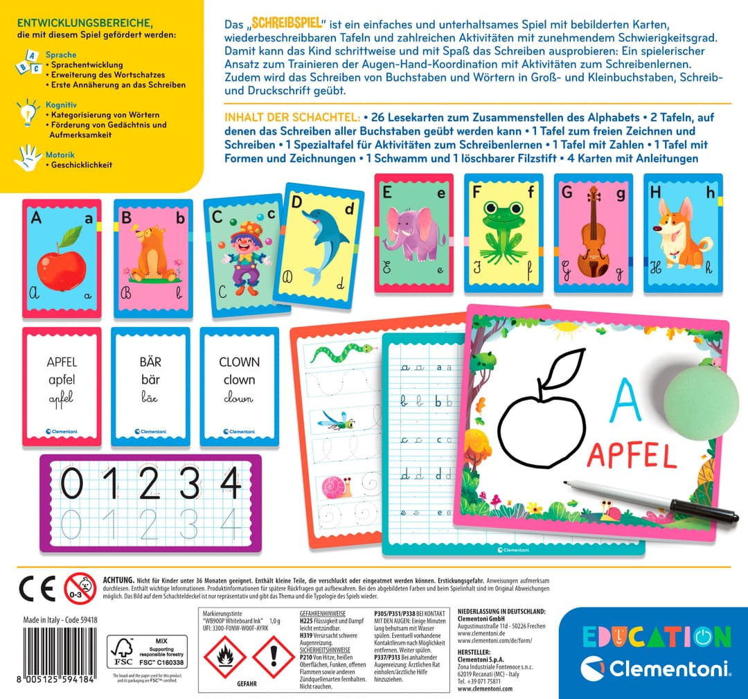 Clementoni® Schreib-Spiel | Mehrfarbig