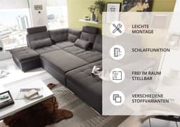ED EXCITING DESIGN Wohnlandschaft Jakarta U-Form | Schwarz