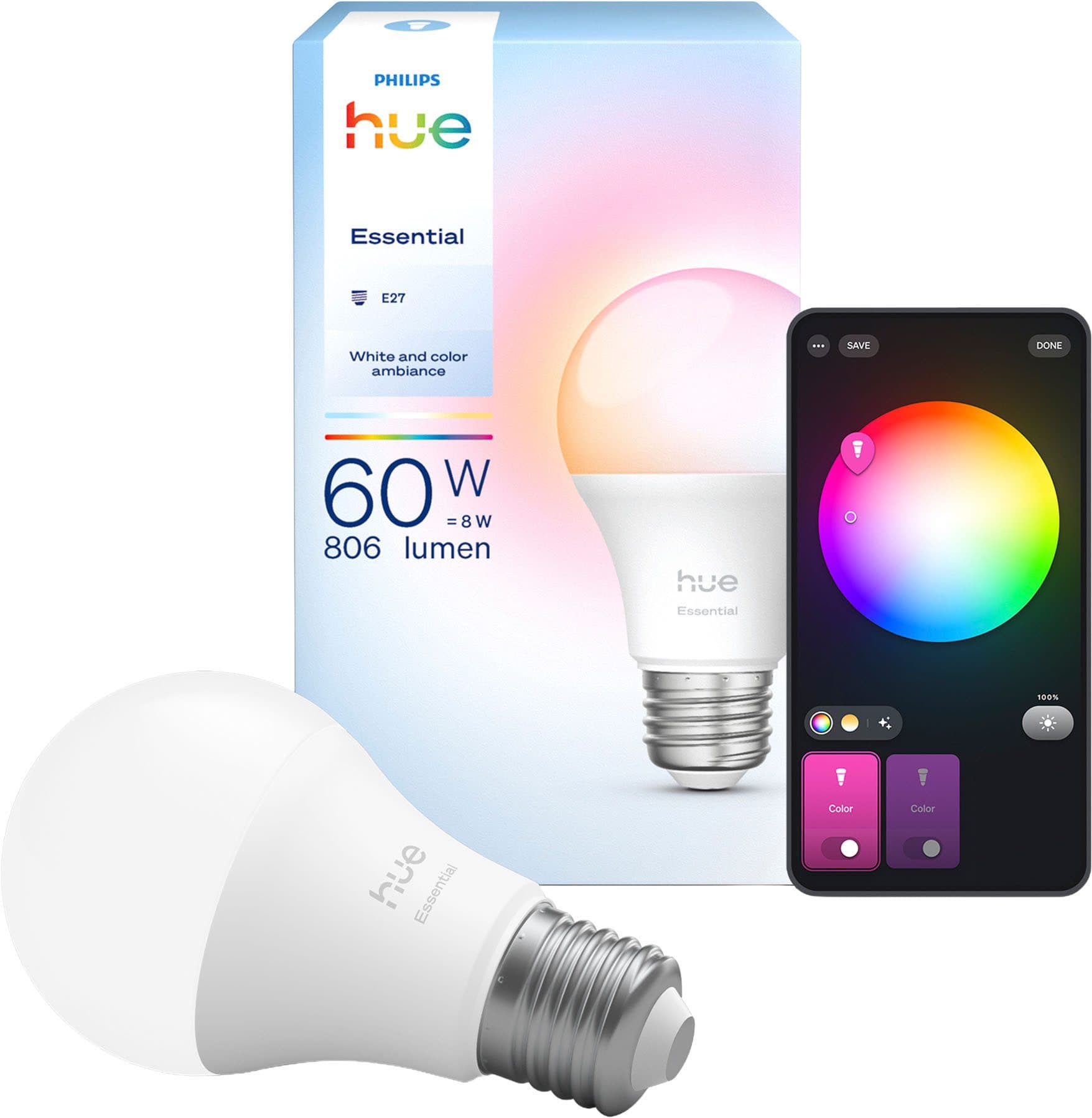 Philips Hue Essential White & Color Ambiance LED-Leuchtmittel | Weiß