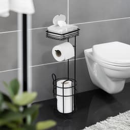Wenko Toilettenpapierhalter mit Ablage | Schwarz