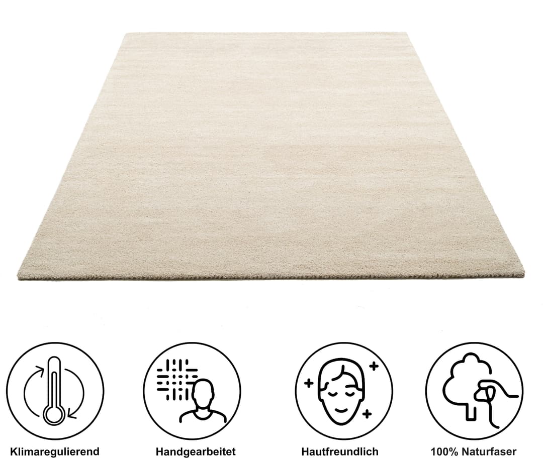 THEKO Wollteppich Gabbeh Uni | Beige