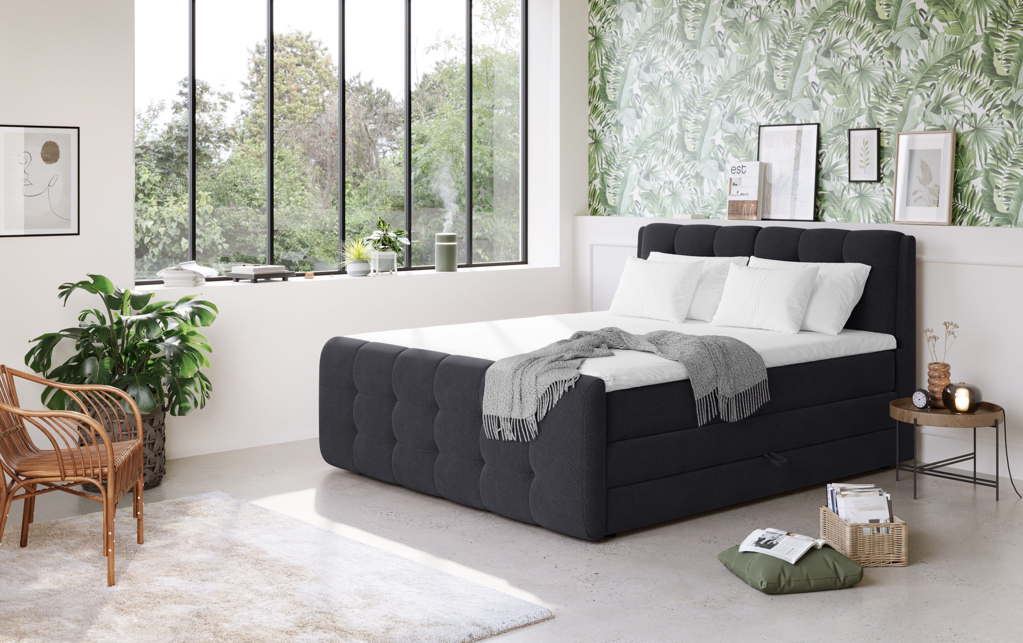 COTTA Boxspringbett Fort | Schwarz