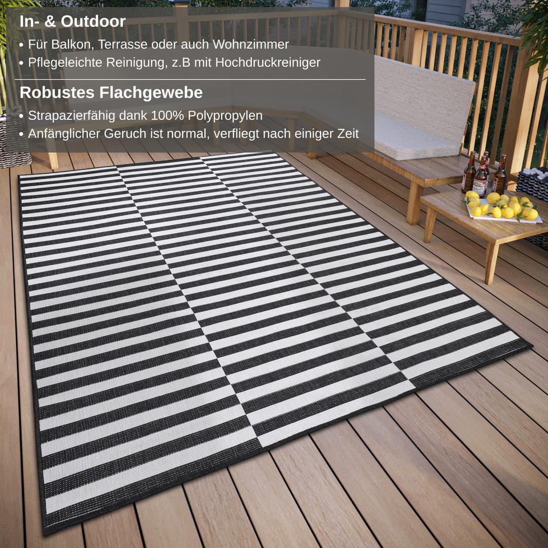 HANSE Home Sisalteppich Viela Outdoor Wendeteppich | Schwarz