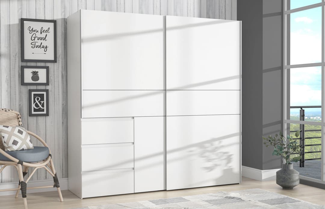 FORTE Winn Schwebetürenschrank | Weiß