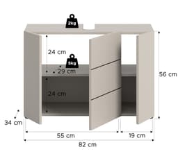 welltime Waschbeckenunterschrank BIEL | Beige