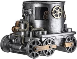 GILDE Übertopf Lokomotive Steampunk Engine planter | Silber