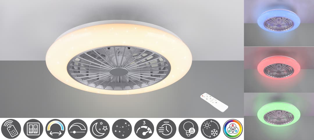 Reality Leuchten LED Deckenleuchte Stralsund Deckenventilator | Grau