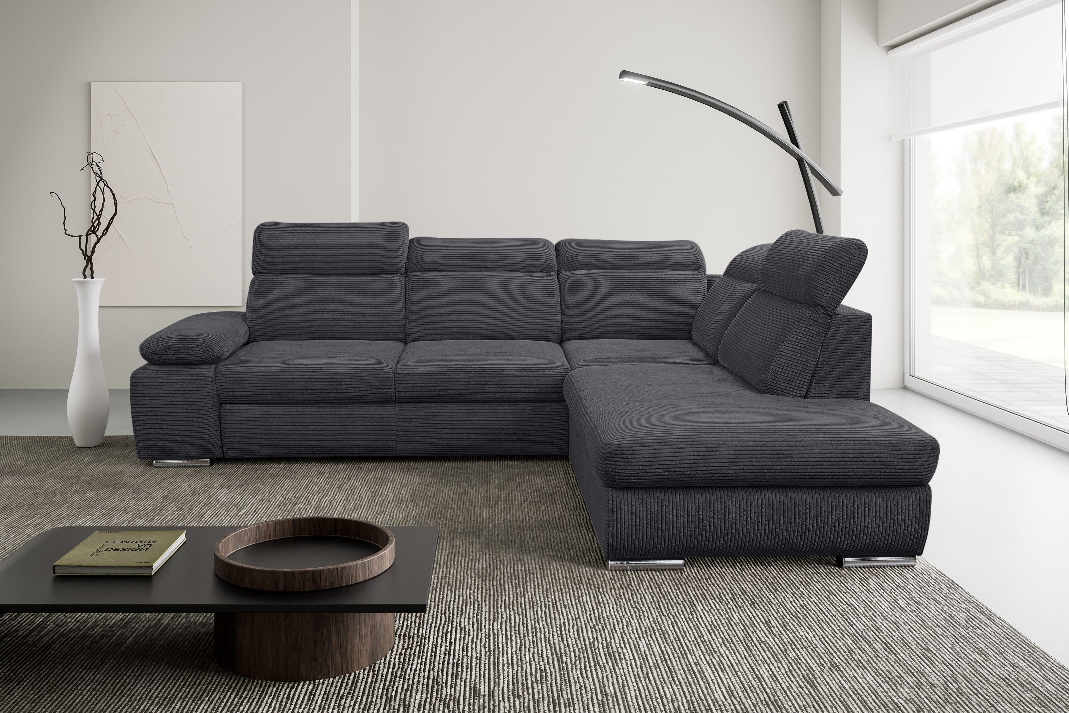 WERK2 Ecksofa Alicante Cord | Grau