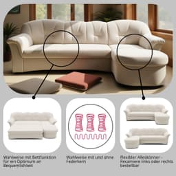 DOMO collection Ecksofa Flores Schlafsofa | Beige