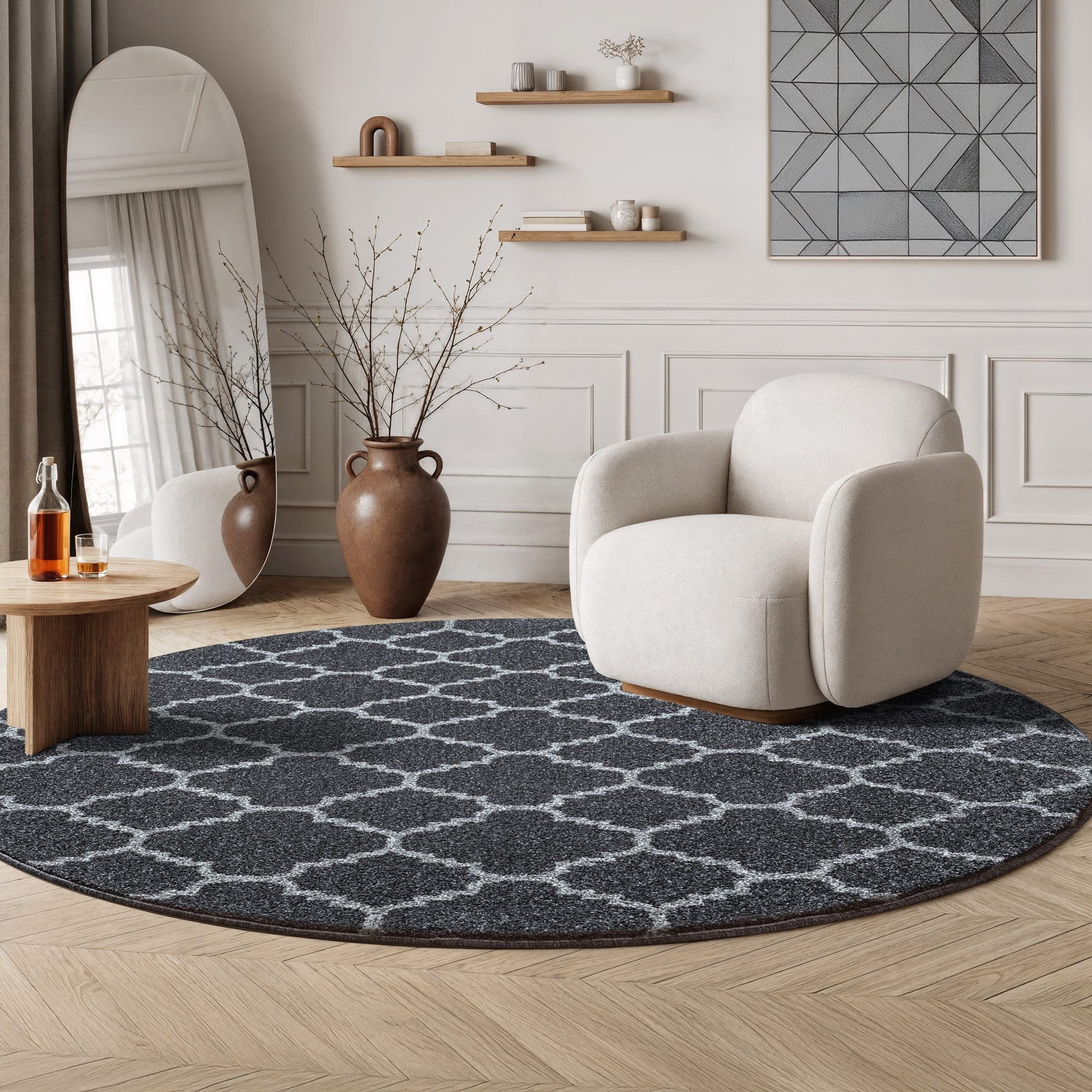 Sanat Teppich Boho 8202 | Schwarz