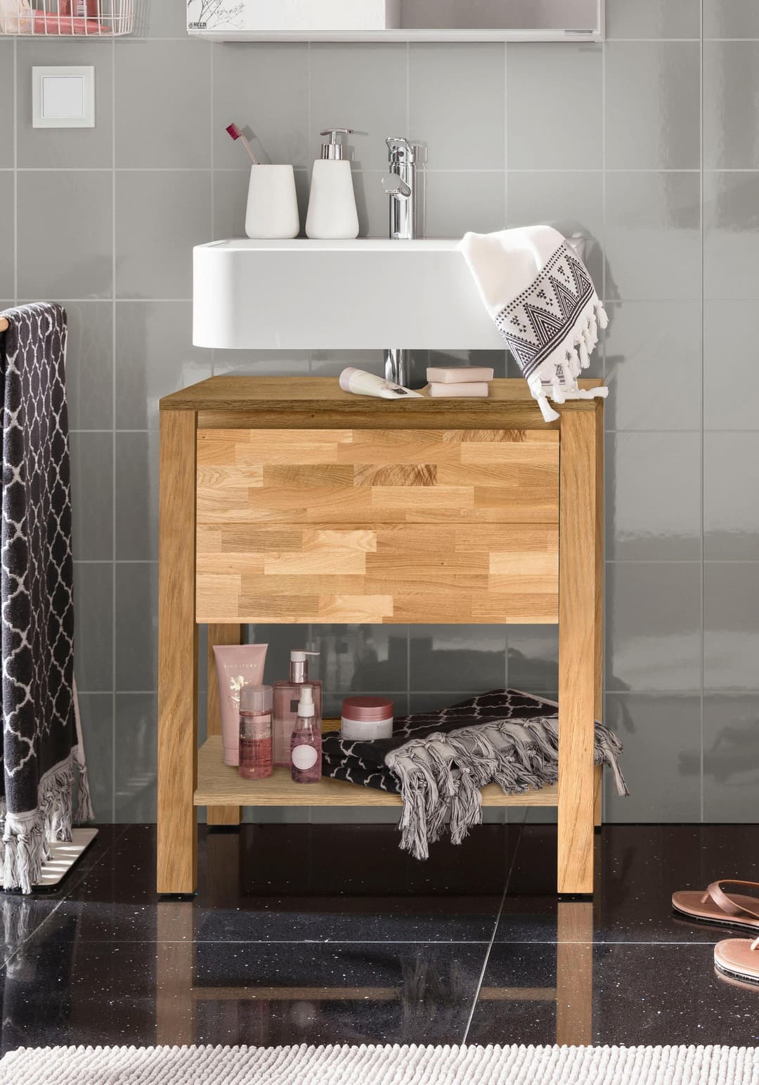 Home affaire Waschbeckenunterschrank Kaika Breite 60 cm | Holztöne