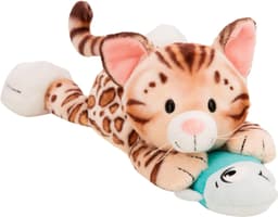 Nici Kuscheltier Homies GREEN, Katze Bengal & Fisch 30 cm liegend