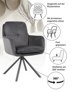 HELIA Armlehnstuhl PARMA | Grau