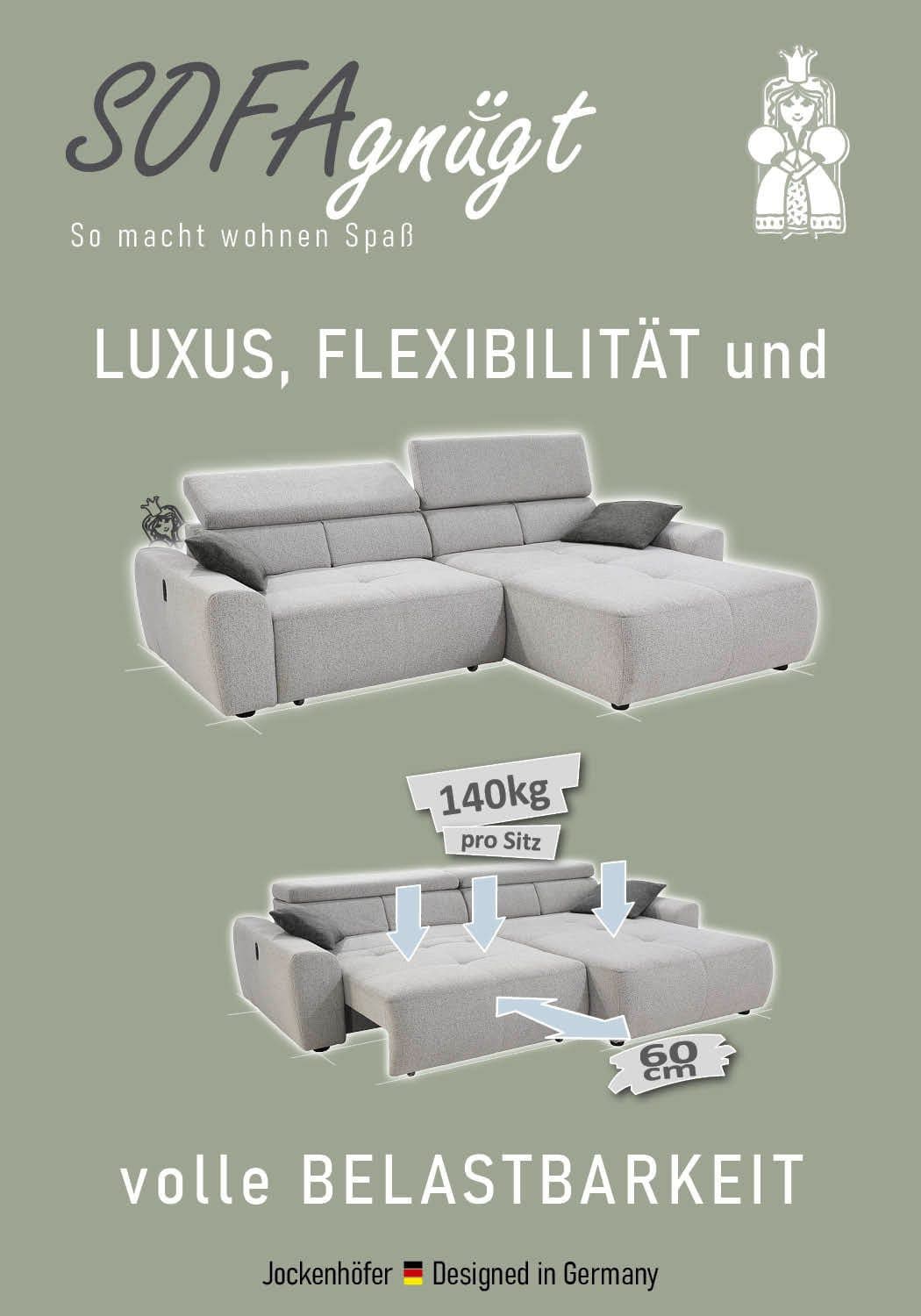 Jockenhöfer Gruppe Ecksofa Unos L-Form | Beige