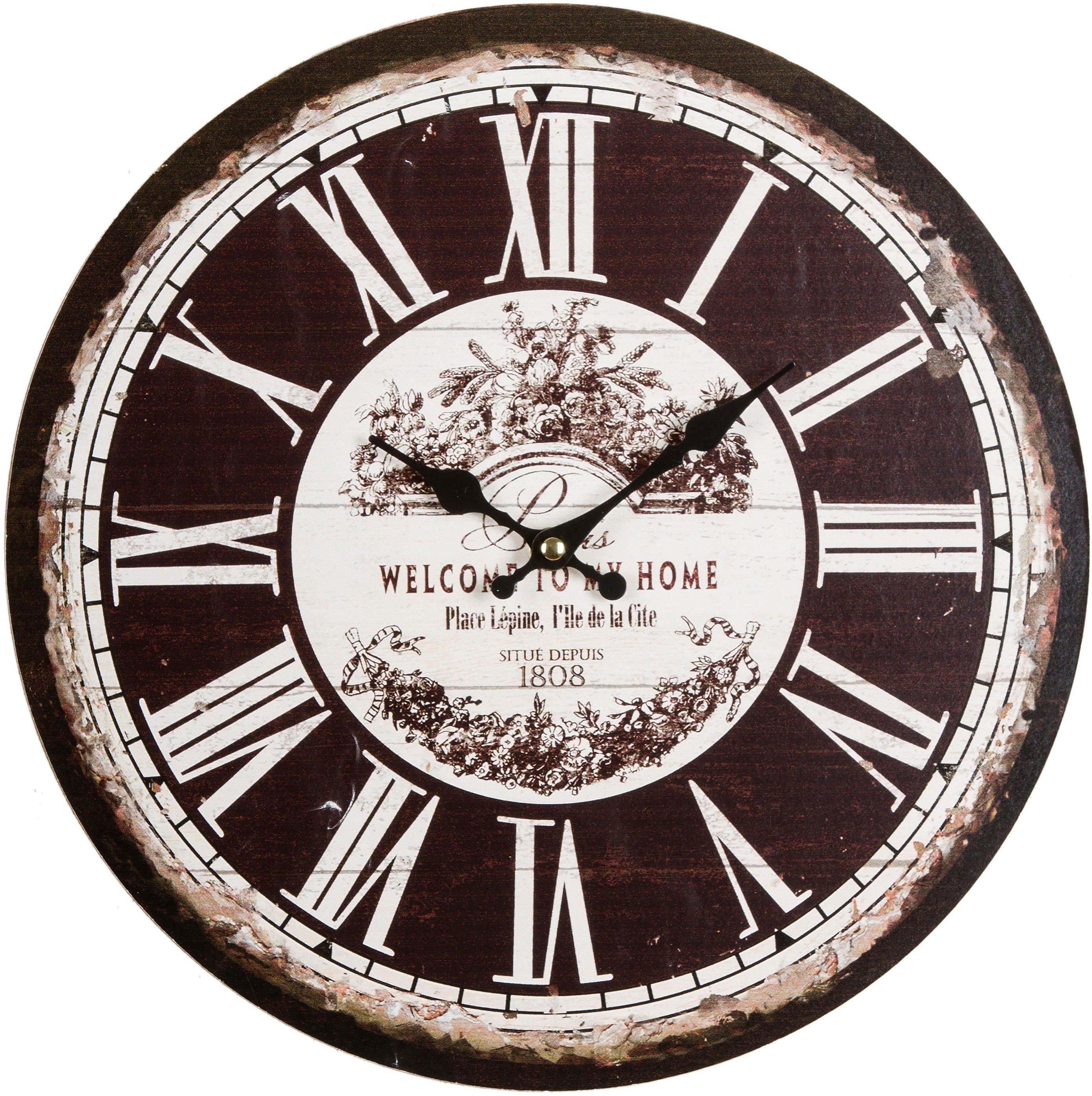 Myflair Möbel & Accessoires Wanduhr "Welcome" | Braun