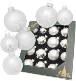 Krebs Glas Lauscha Weihnachtsbaumkugel Schneeflocke silberfarben (16
