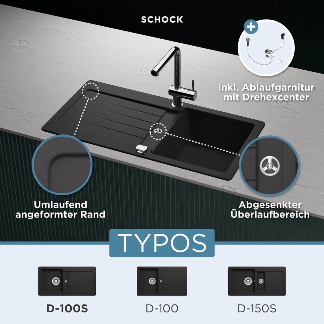 Schock Granitspüle Typos D-100 S | Schwarz