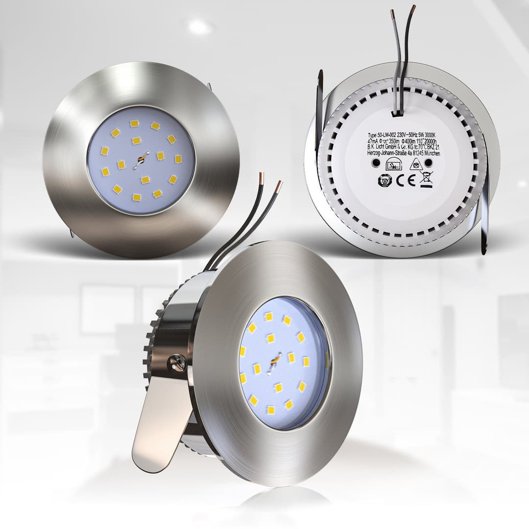 B.K.Licht LED Einbauleuchten 6er Set | Silber